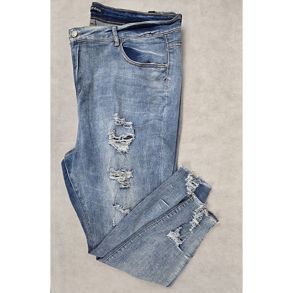 Elite Jeans Womens‎ Size 23/24 Blue Denim Pant Distressed Stretch